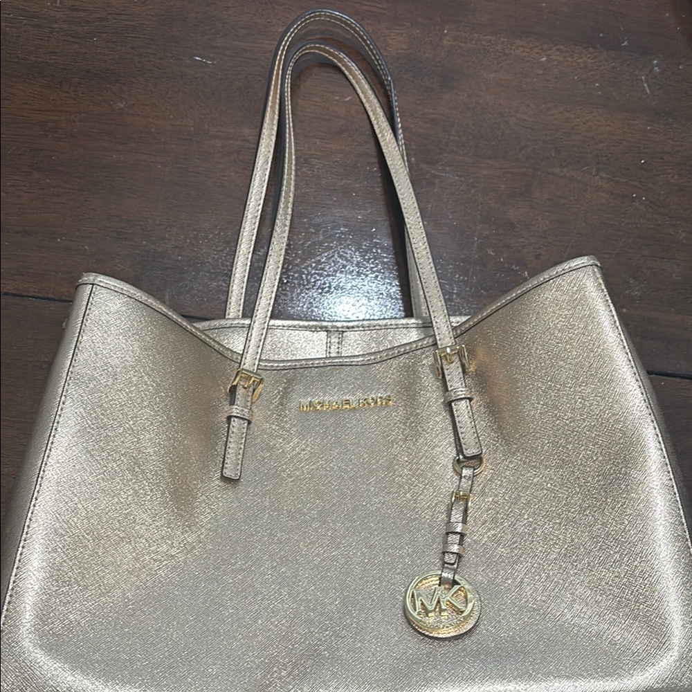 Michael Kors Gold Metallic Tote with Shimmery Finish